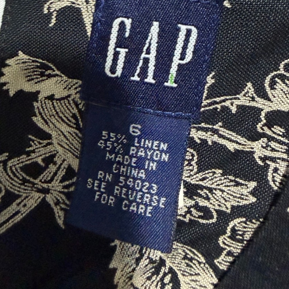Gap Black Floral Linen Blend Sleeveless Maxi Dress Size 6 - Picture 3 of 5